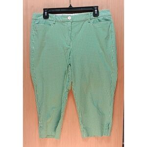Talbots‎ Sz 12P Ladies Perfect Skimmer - Green White Gingham Mid Rise